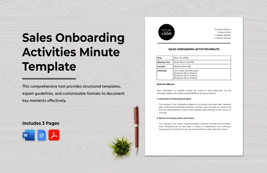 Sales Onboarding Activities Minute Template