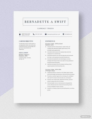 Currency Trader Resume