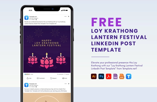 Loy Krathong Lantern Festival LinkedIn Post Template