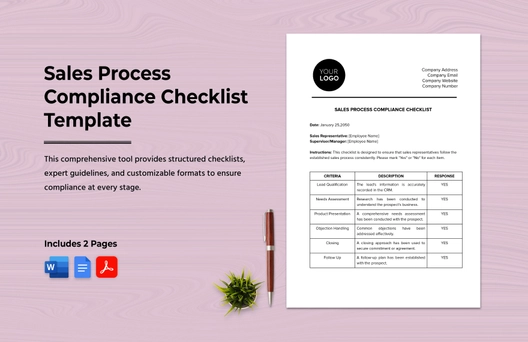 Sales Process Compliance Checklist Template