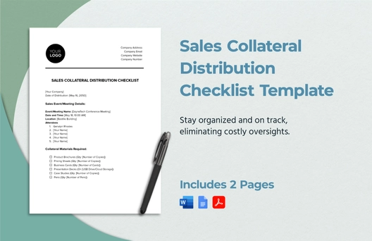 Sales Collateral Distribution Checklist Template Sales Collateral Distribution Checklist Template