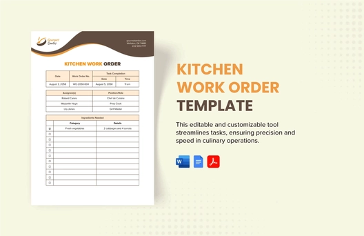 Kitchen Work Order Template