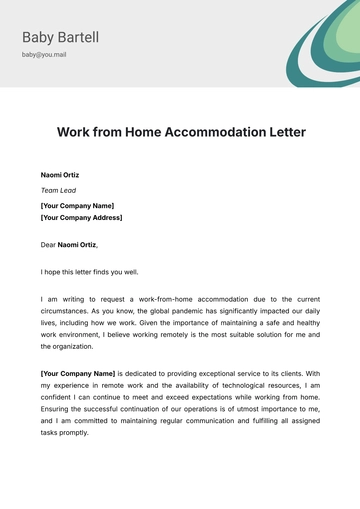 Free Work from Home Accommodation Letter Template to Edit Online