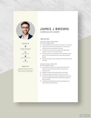 Curriculum Leader Resume