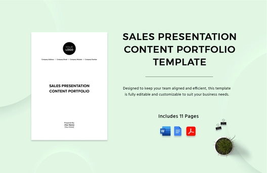 Sales Presentation Content Portfolio Template