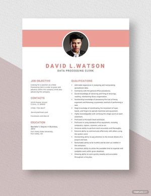 Data Processing Clerk Resume
