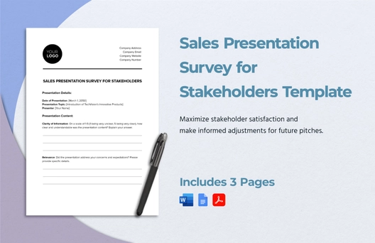 Sales Presentation Survey for Stakeholders Template