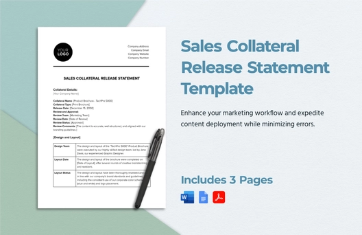 Sales Collateral Release Statement Template