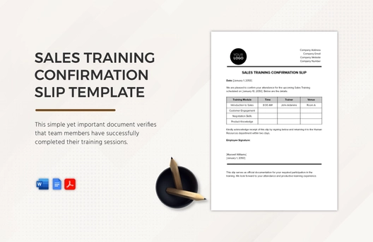 Sales Training Confirmation Slip Template Sales Training Confirmation Slip Template