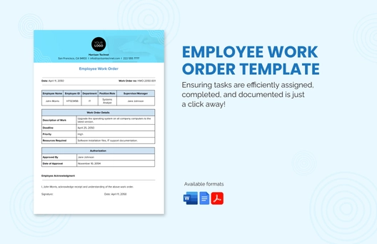 Employee Work Order Template