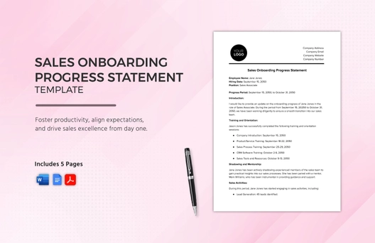 Sales Onboarding Progress Statement Template