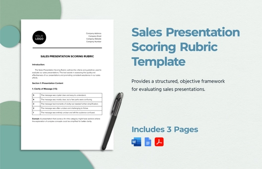Sales Presentation Scoring Rubric Template