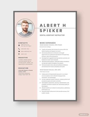 Dental Assistant Instructor Resume
