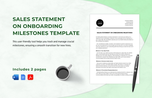 Sales Statement on Onboarding Milestones Template