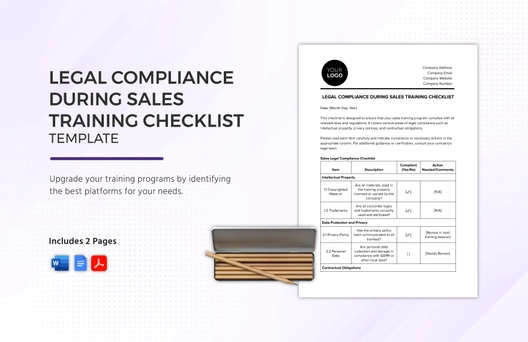 Legal Compliance During Sales Training Checklist Template Legal Compliance During Sales Training Checklist Template