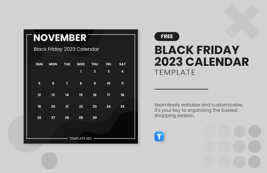Free Black Friday 2023 Calendar Template to Edit Online