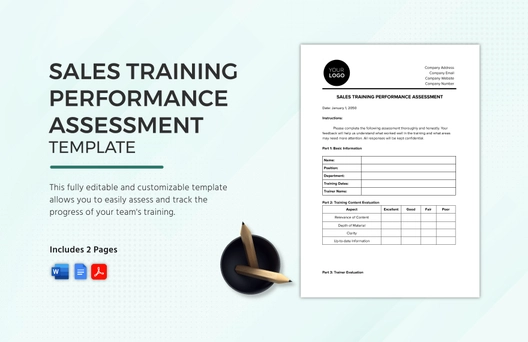 Sales Training Performance Assessment Template