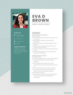 Dental Receptionist Resume