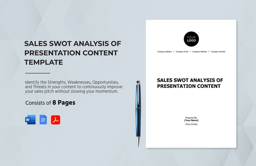Sales SWOT Analysis of Presentation Content Template