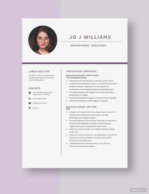 Department Assistant Resume