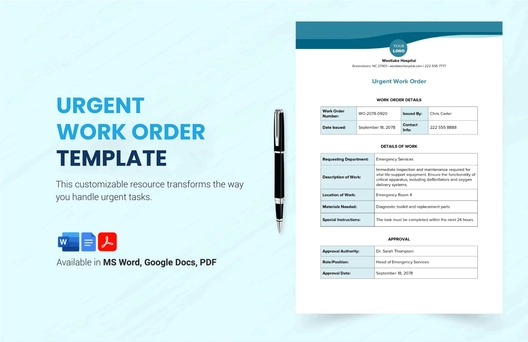 Urgent Work Order Template