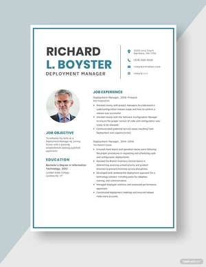 Deployment Manager Resume