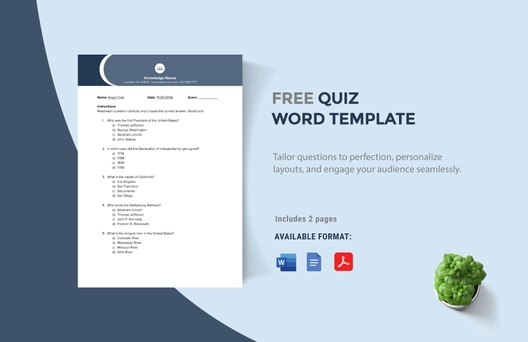Quiz Word Template