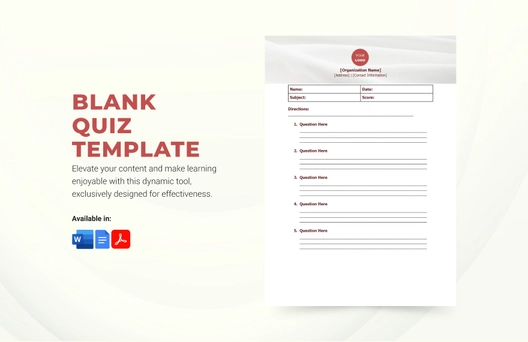 Blank Quiz Template Blank Quiz Template