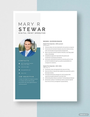 Digital Print Operator Resume