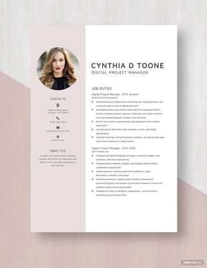 Digital Project Manager Resume
