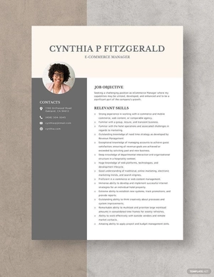 ECommerce Manager Resume