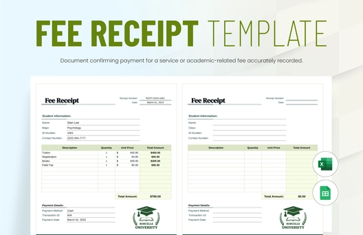 Fee Receipt Template