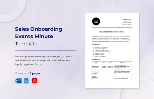 Sales Onboarding Events Minute Template