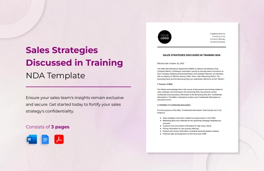 Sales Strategies Discussed in Training NDA Template Sales Strategies Discussed in Training NDA Template