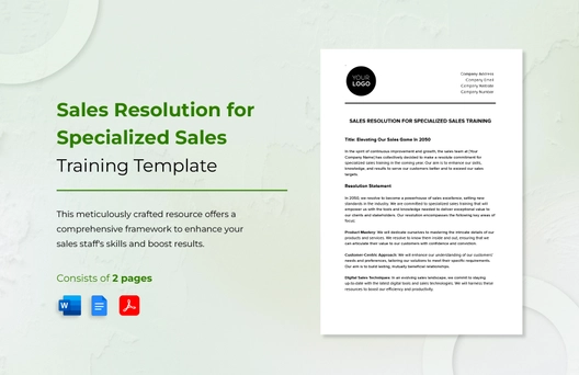 Sales Resolution for Specialized Sales Training Template