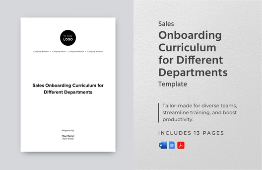 Sales Onboarding Curriculum for Different Departments Template