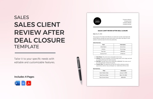 Sales Client Review after Deal Closure Template