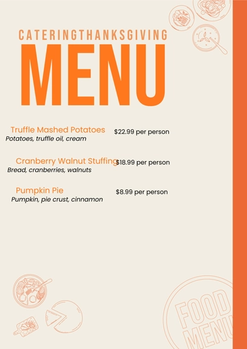 Free Catering Thanksgiving Menu to Edit Online