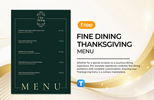 Free Fine Dining Thanksgiving Menu Template to Edit Online