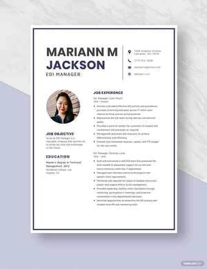 EDI Manager Resume