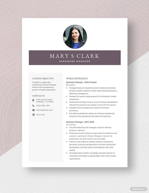Hardware Manager Resume