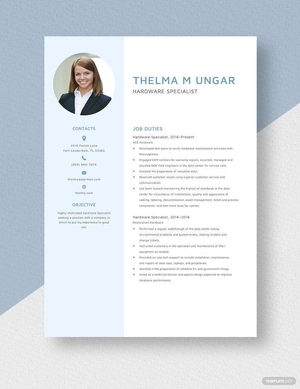 Hardware Specialist Resume