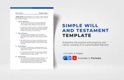 Simple Will and Testament Template