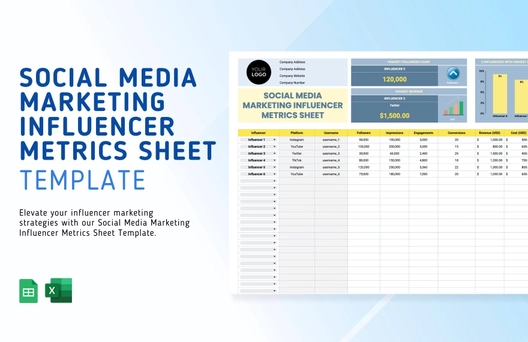 Social Media Marketing Influencer Metrics Sheet Template Social Media Marketing Influencer Metrics Sheet Template