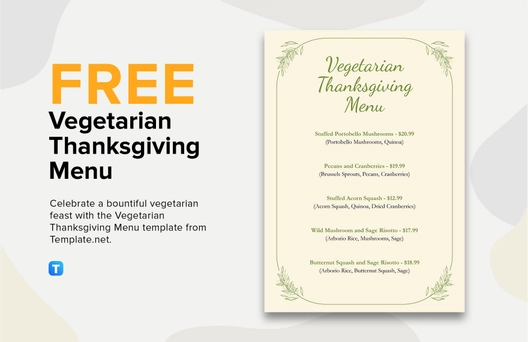 Free Vegetarian Thanksgiving Menu Template to Edit Online