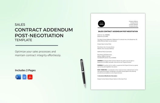 Sales Contract Addendum Post-Negotiation Template