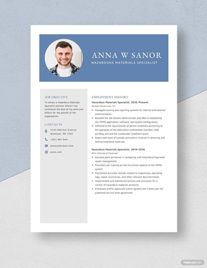 Hazardous Materials Specialist Resume