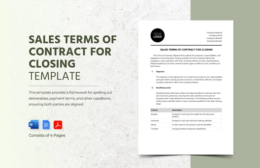 Sales Terms of Contract for Closing Template Sales Terms of Contract for Closing Template