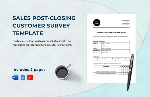 Sales Post-Closing Customer Survey Template Sales Post-Closing Customer Survey Template