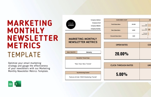 Marketing Monthly Newsletter Metrics Template